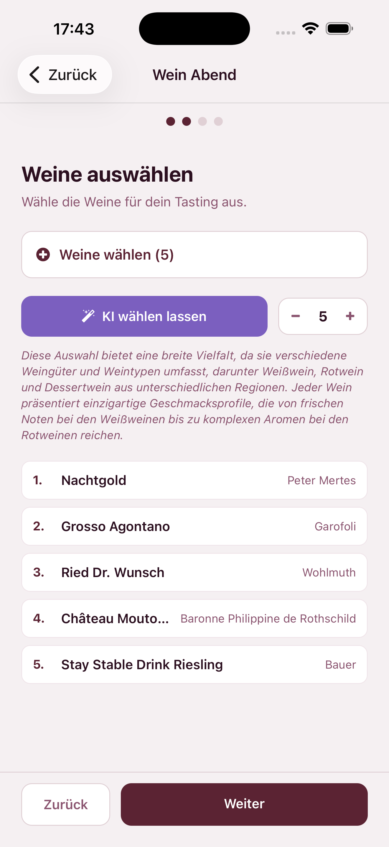 Tasting erstellen